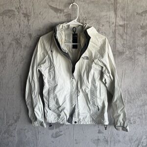 The North Face Womens Size Small White Raincoat Windbreaker Button Zip Up Jacket